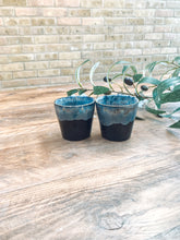 Load image into Gallery viewer, Black | espresso cups | stoneware | set of two