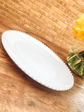 Load image into Gallery viewer, White pearl edge | medium oblong platter | serving platter | beautiful stoneware