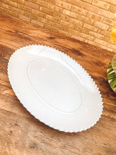 Load image into Gallery viewer, White pearl edge | medium oblong platter | serving platter | beautiful stoneware