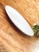 Load image into Gallery viewer, White pearl edge | medium oblong platter | serving platter | beautiful stoneware