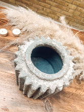 Load image into Gallery viewer, Rustic stone effect vase | terracotta base | textured grey and beige with gorgeous detail