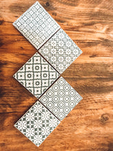Load image into Gallery viewer, Sage green | multi pattern | ceramic coaster | set of five