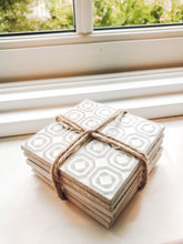 Load image into Gallery viewer, Light grey | multi pattern | ceramic coaster | set of five