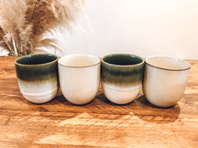 Load image into Gallery viewer, Green ombré and white sand | coffee cups | set of four