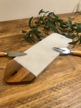Load image into Gallery viewer, Natural acacia and marble | cheese board | serving board | antipasti board