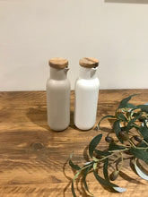 Load image into Gallery viewer, Oil and vinegar gift set | white and charcoal | smooth ceramic and acacia wood | gift set