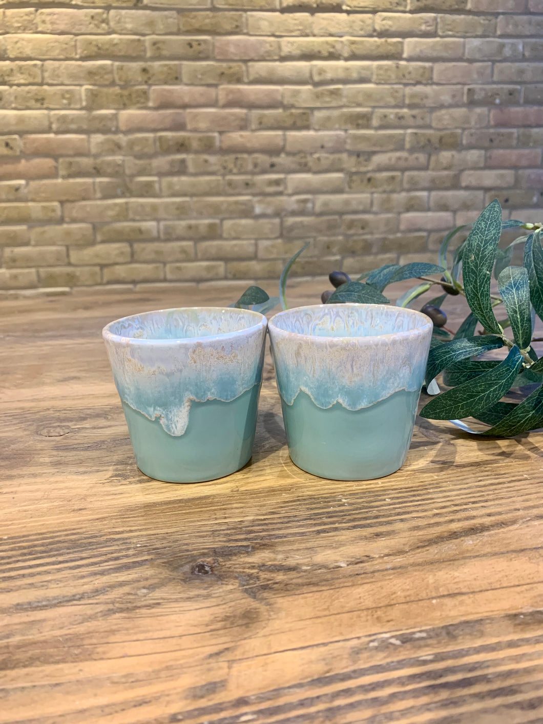 Aqua flat white | cortado | coffee cups | set of two