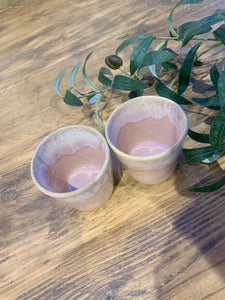 Soft pink flat white | cortado | coffee cups | set of two
