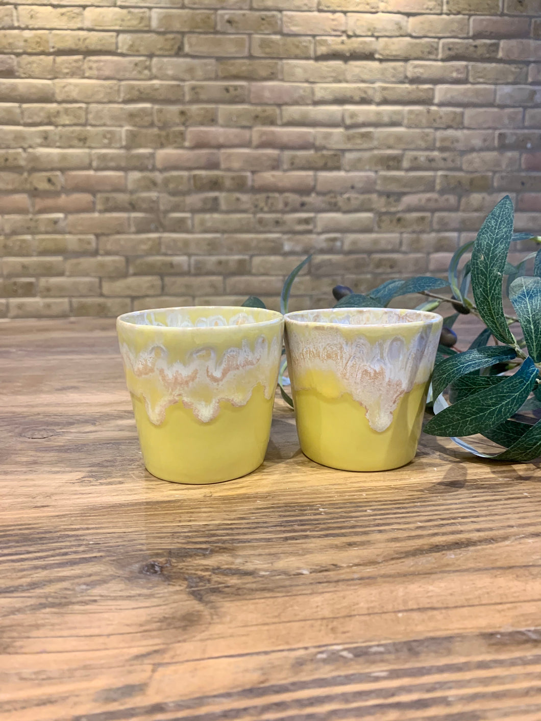 Yellow flat white | cortado | coffee cups | set of two