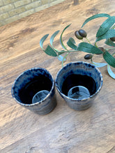 Load image into Gallery viewer, Black flat white | cortado | coffee cups | set of two
