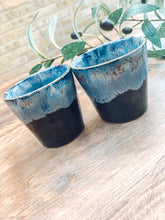 Load image into Gallery viewer, Black | espresso cups | stoneware | set of two
