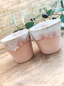 Soft pink | espresso cups | stoneware | set of two