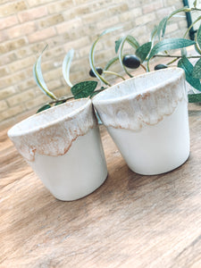 White | espresso cups | stoneware | set of two