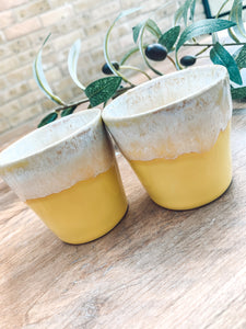 Yellow espresso cups | stoneware | set of two