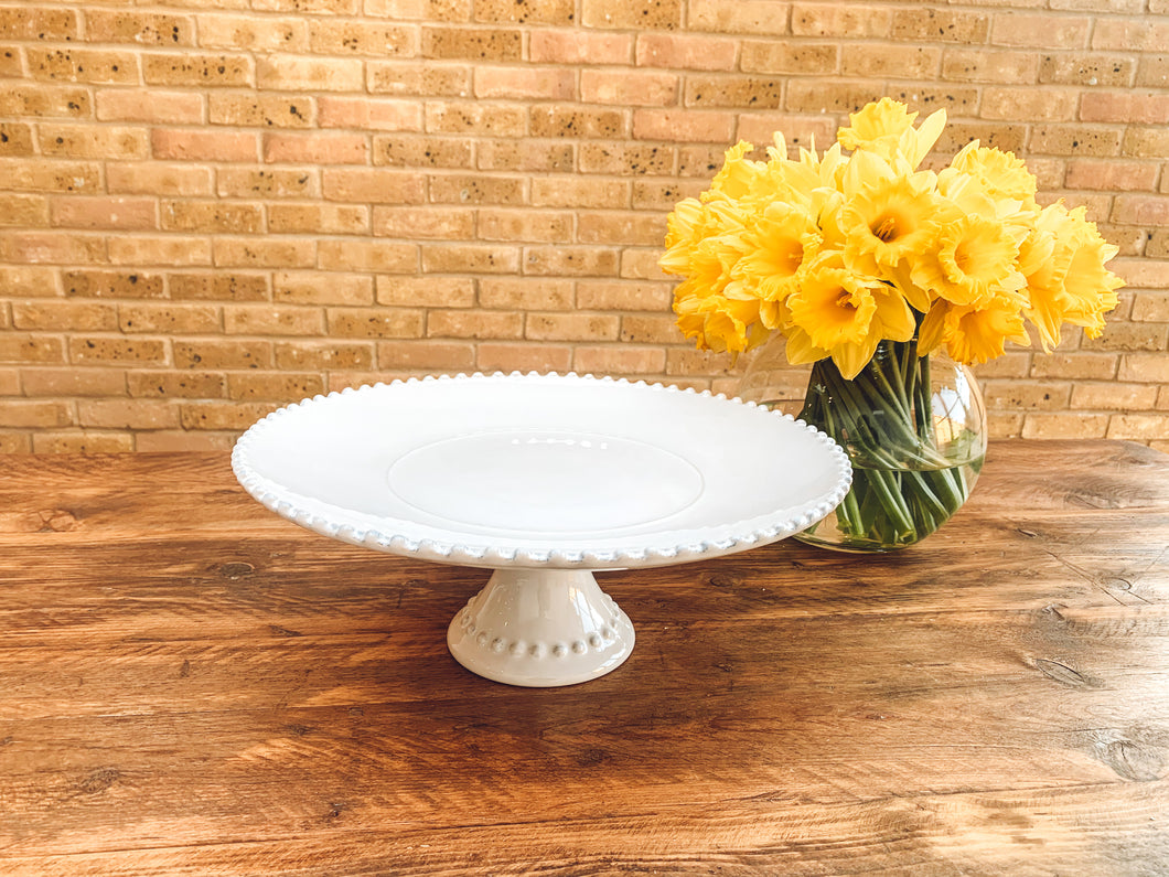 White pearl edge | extra large cake stand | beautiful stoneware