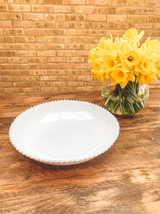 White pearl edge | extra large serving bowl | fruit bowl | beautiful stoneware
