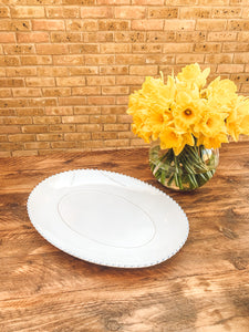White pearl edge | large oblong platter | serving platter | beautiful stoneware