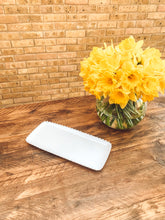 Load image into Gallery viewer, White pearl edge | rectangular tray | serving plate | decorative tray | beautiful stoneware
