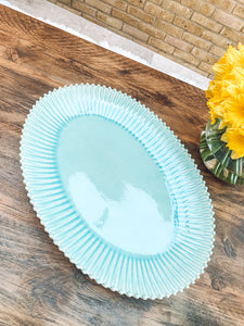 Aqua pearl edge | extra large oblong platter | serving platter | beautiful stoneware
