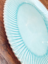 Load image into Gallery viewer, Aqua pearl edge | extra large oblong platter | serving platter | beautiful stoneware
