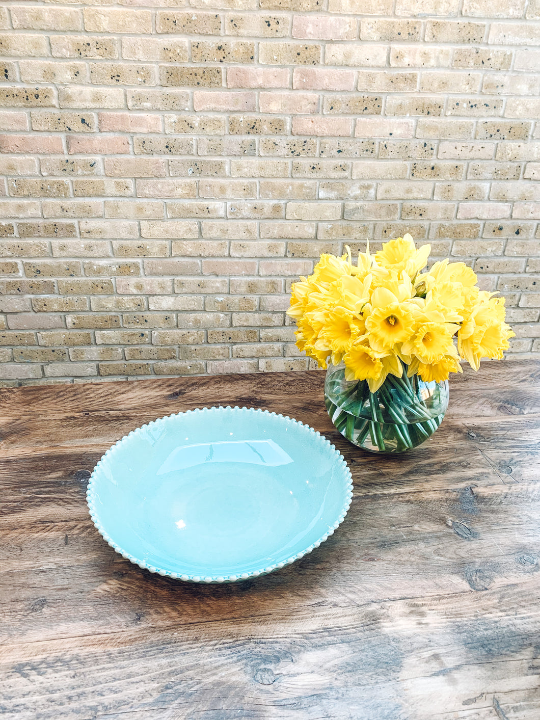 Aqua pearl edge | extra large serving bowl | statement bowl | fruit bowl | beautiful stoneware