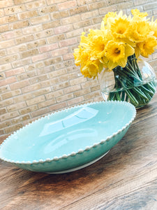 Aqua pearl edge | extra large serving bowl | statement bowl | fruit bowl | beautiful stoneware
