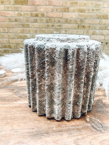 Rustic stone effect vase | terracotta base | textured grey and beige with gorgeous detail