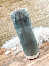 Load image into Gallery viewer, Grey cylinder vase | crackle glazed ombre effect | beautiful stoneware

