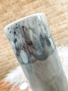 Grey cylinder vase | crackle glazed ombre effect | beautiful stoneware