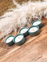 Load image into Gallery viewer, Muted green | metal tea light holder | indoor and outdoor | candle holder
