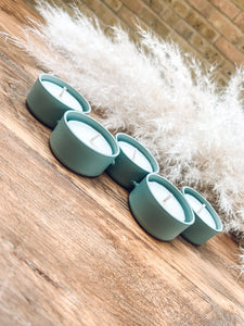 Muted green | metal tea light holder | indoor and outdoor | candle holder