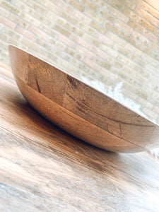 Neutral mango wood and light grey | statement bowl