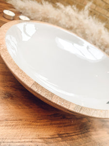 Neutral mango wood and light grey | statement bowl