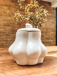 Perky bottoms | white storage jar | cookie jar | biscuit jar | statement jar