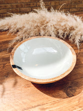 Load image into Gallery viewer, Neutral tones | mango wood and light grey | fruit bowl | serving bowl | statement bowl
