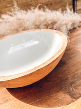 Load image into Gallery viewer, Neutral tones | mango wood and light grey | fruit bowl | serving bowl | statement bowl
