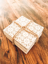 Load image into Gallery viewer, Sandy beige | multi pattern | ceramic coaster | set of five
