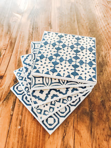 Azure blue | multi pattern | ceramic coaster | set of five