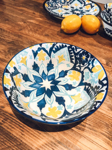 Mediterranean print | large serving bowl | salad bowl | fruit bowl