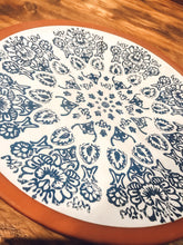 Load image into Gallery viewer, Terracotta, blue and white print | serving platter | serving plate | Mediterranean style
