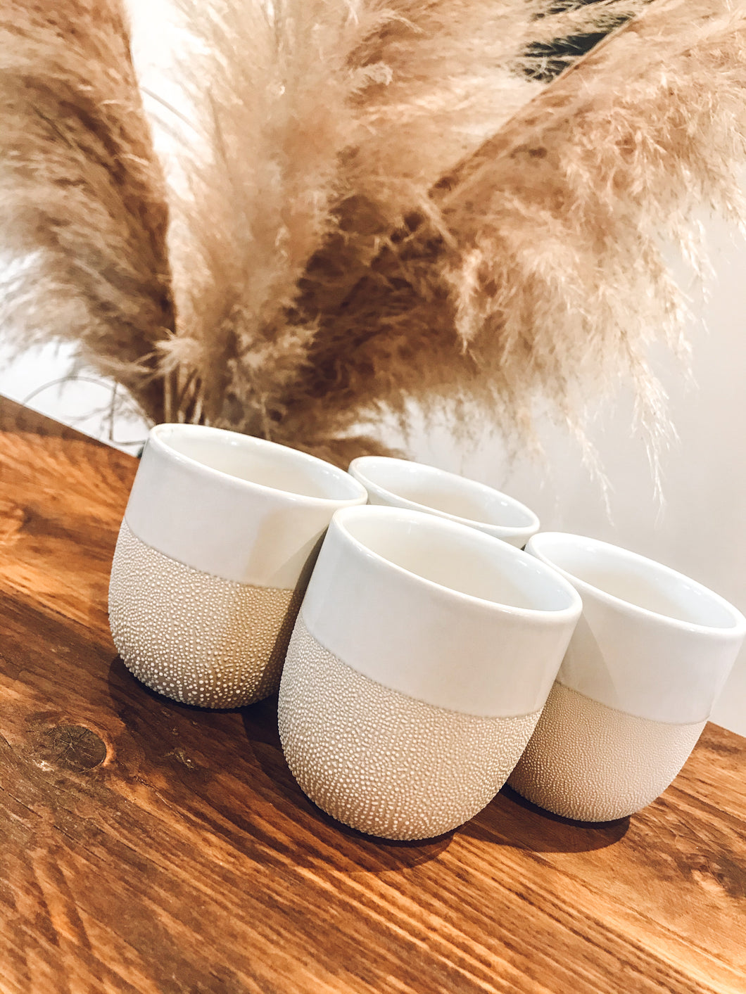Textured white | flat white | coffee cups | set of four