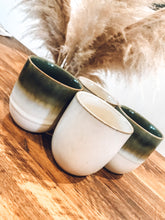 Load image into Gallery viewer, Green ombré and white sand | coffee cups | set of four
