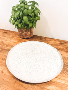 Round serving platter | Artisan speckled grey