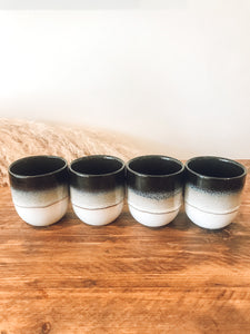 Textured black | flat white | coffee cups | set of four