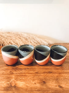 Textured black | flat white | coffee cups | set of four