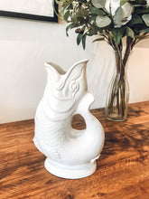 Load image into Gallery viewer, Classic white | ceramic gluggle jug | water jug | fish vase | handmade in England
