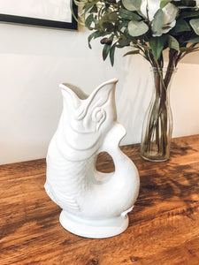 Classic white | ceramic gluggle jug | water jug | fish vase | handmade in England