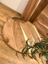 Load image into Gallery viewer, Round wooden board | natural acacia | cheese board | serving plank | serving board | antipasti board
