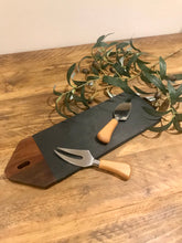 Load image into Gallery viewer, Natural acacia and slate | cheese board | serving board | antipasti board

