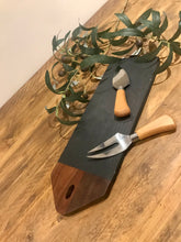 Load image into Gallery viewer, Natural acacia and slate | cheese board | serving board | antipasti board
